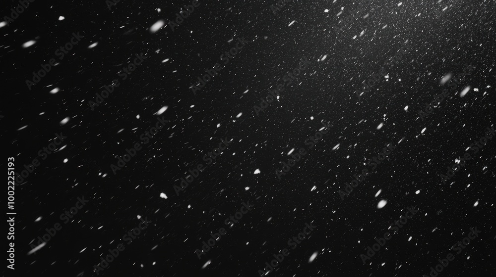 Obraz premium Snow Falling on a Black Background in Slow Motion