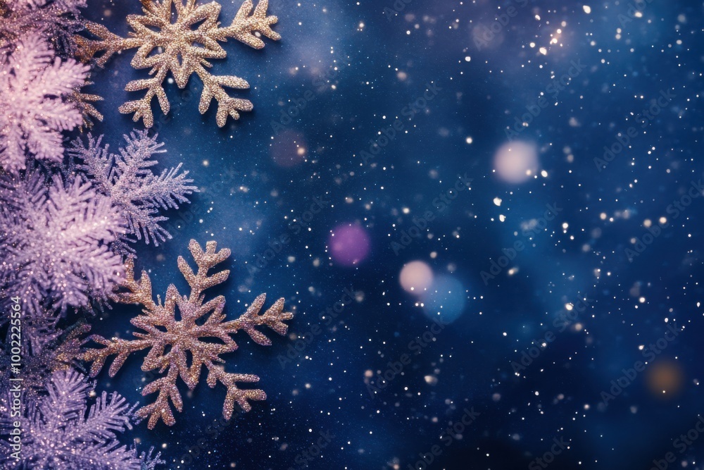 Winter snowflake background with blank space for text - festive holiday design for cards and posters Winter snowflake background with blank space for text - festive holiday design for cards and posters