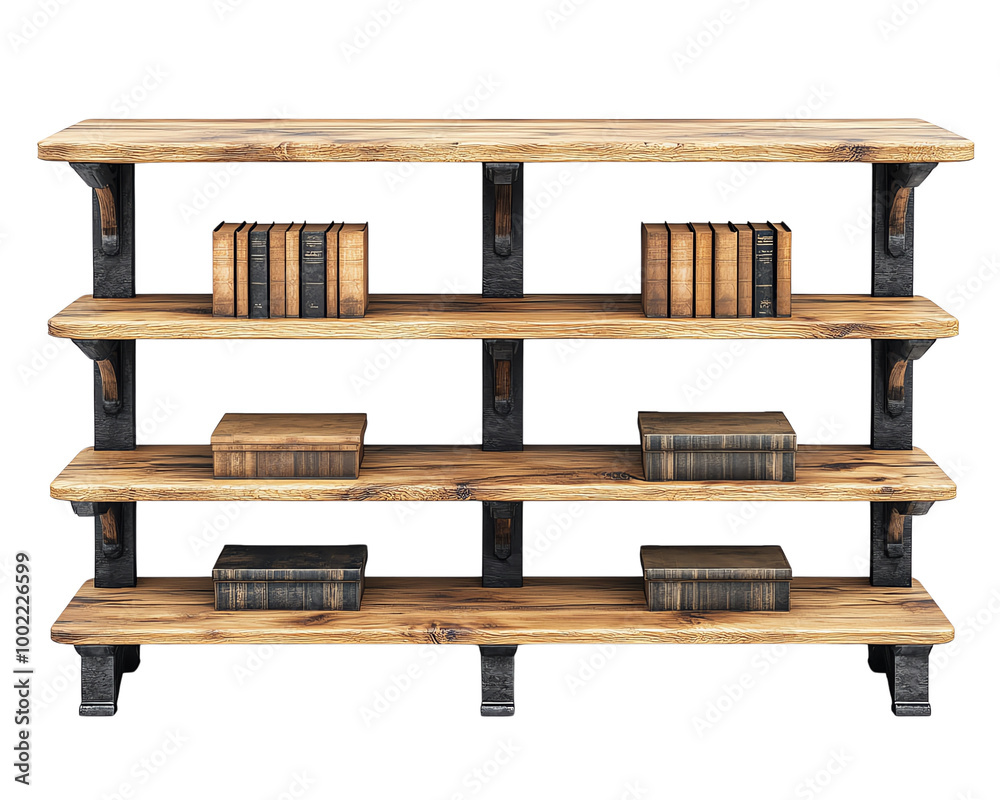 Stylish wooden shelf with multiple tiers and decorative books, perfect for home or office decor. Stylish wooden shelf with multiple tiers and decorative books, perfect for home or office decor.