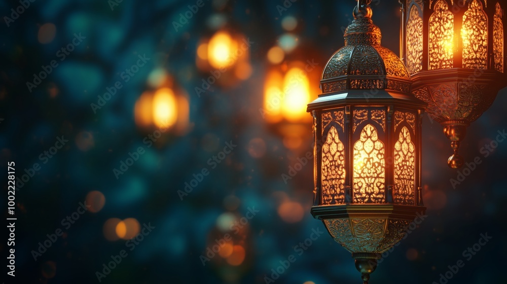 Islamic Social Media Post Design with Lanterns, Mandala Patterns, and Copy Space for Happy Islamic New Year Festival Islamic Social Media Post Design with Lanterns, Mandala Patterns, and Copy Space for Happy Islamic New Year Festival