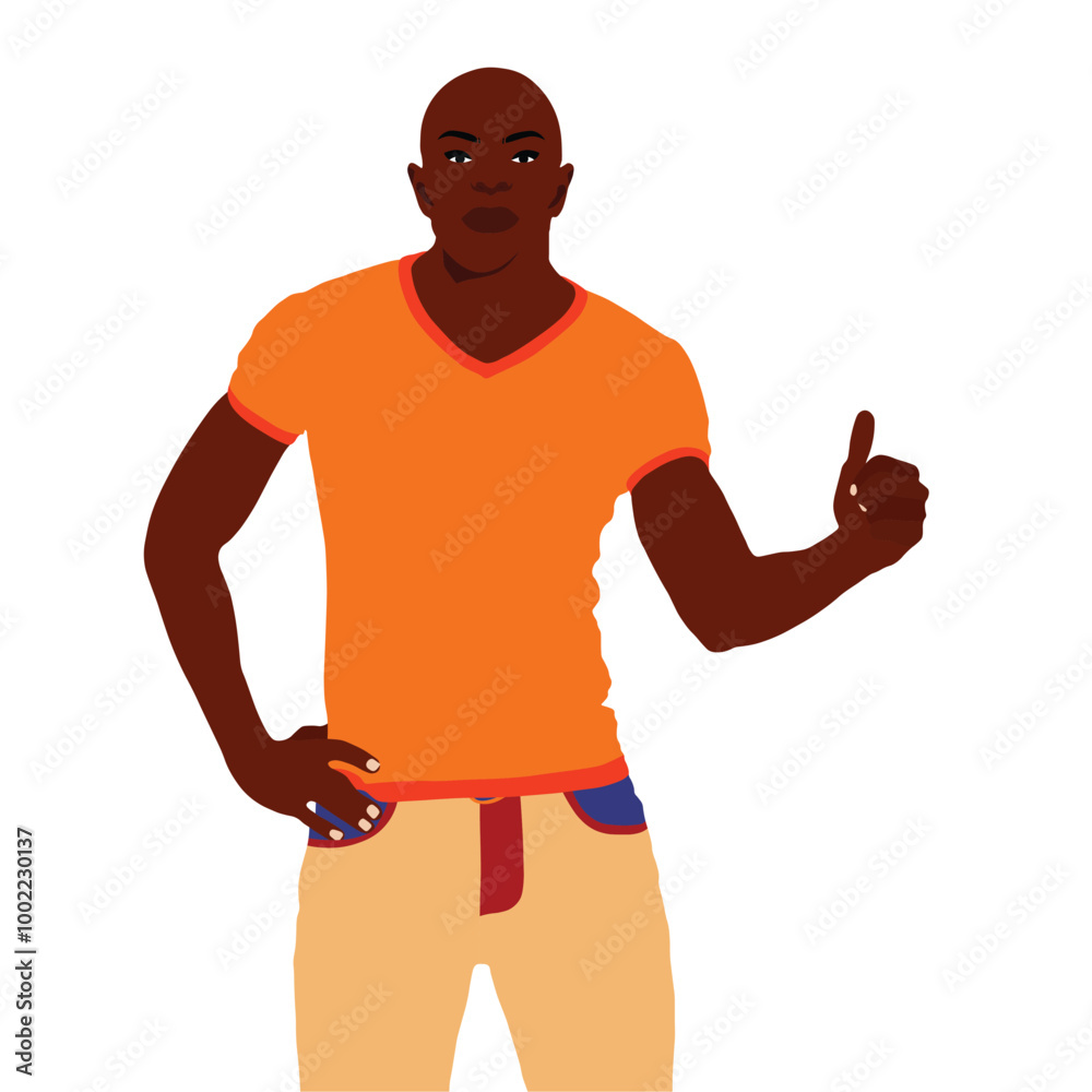 Naklejka premium Bold stylish black man in elegant art style vector