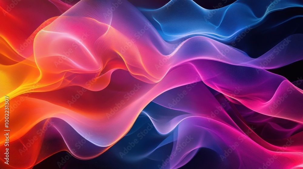 Fototapeta premium Sleek abstract forms bathed in bright, colorful gradients, offering a beautiful and modern design.