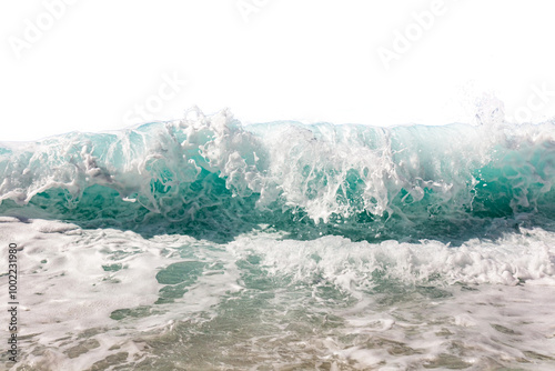 Fototapeta Naklejka Na Ścianę i Meble -  Massive wave breaking on the shoreline with turquoise waters