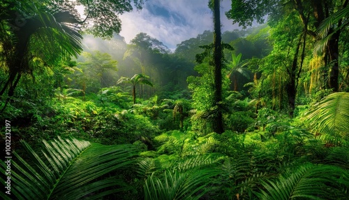 Deep tropical jungles of Southeast Asia in august