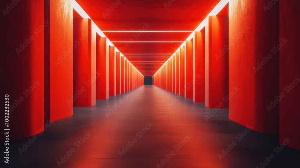 Fototapeta premium Red Illuminated Corridor