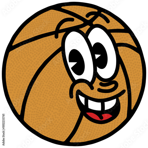 Basketball Ball Mascot Character Design Cartoon Retro Vector Illustration
