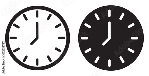 Vector Time and Clock icons in thin line style.