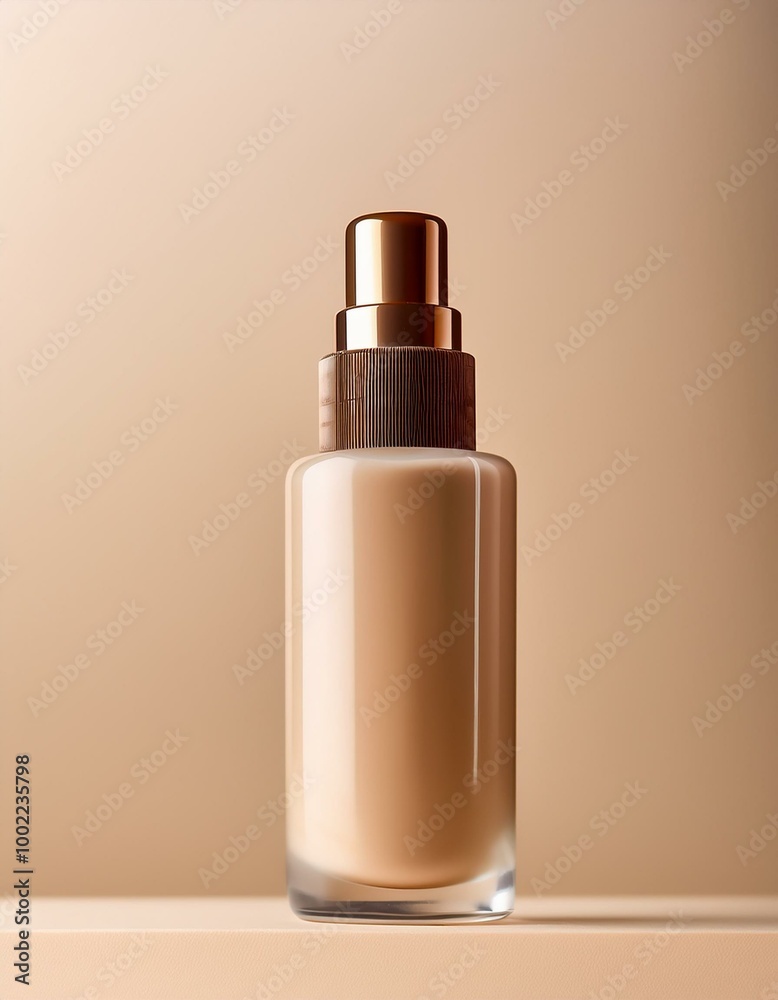 Foundation bottle on a beige background Foundation bottle on a beige background