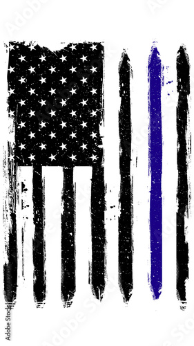 VERTICAL AMERICAN DISTRESSED FLAG BLACK AND BLUE WHITE BACKGROUND