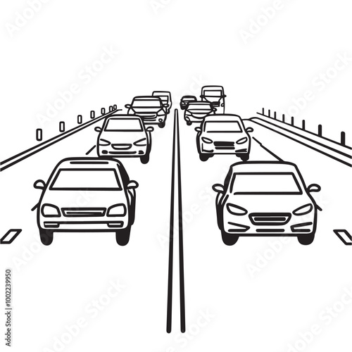 vector line art illustration ofcarpool lane for commuters only