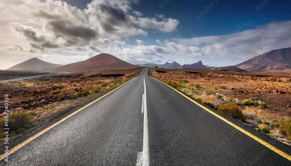 Image related to unexplored road journeys and adventures. Road through the scenic landscape