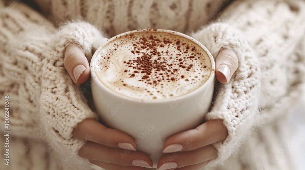 Warm Winter Moments with Hot Cocoa in a Knitted Sweater Warm Winter Moments with Hot Cocoa in a Knitted Sweater