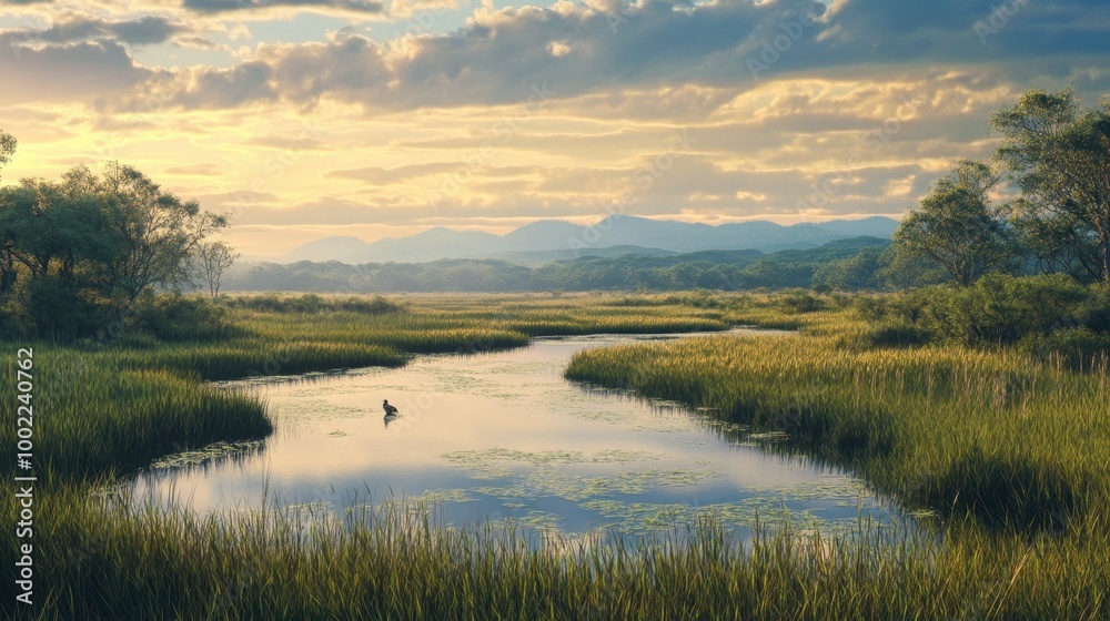 A serene moment at the tranquil Upo Wetland, home to various wildlife and beautiful landscapes. A serene moment at the tranquil Upo Wetland, home to various wildlife and beautiful landscapes.