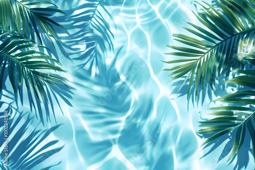 Palm Leaves and Water Ripples Abstract Background