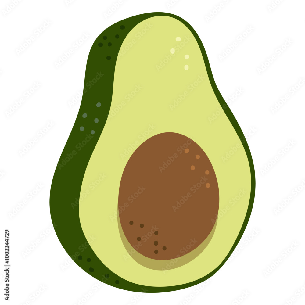 Half avocado vector cartoon illustration isolated on a white background. Half avocado vector cartoon illustration isolated on a white background.