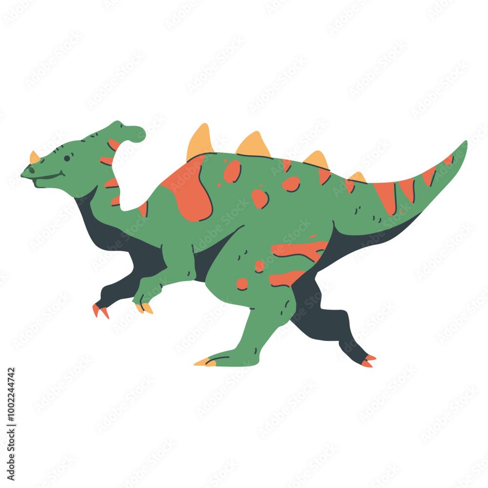 Fototapeta premium Parasaurolophus vector cartoon dinosaur illustration isolated on background.