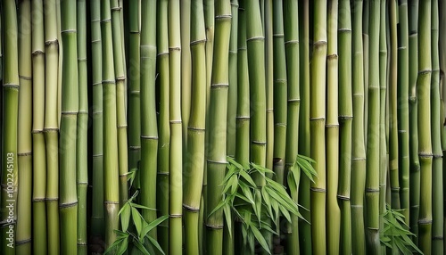 Close-up of lush bamboo stalks