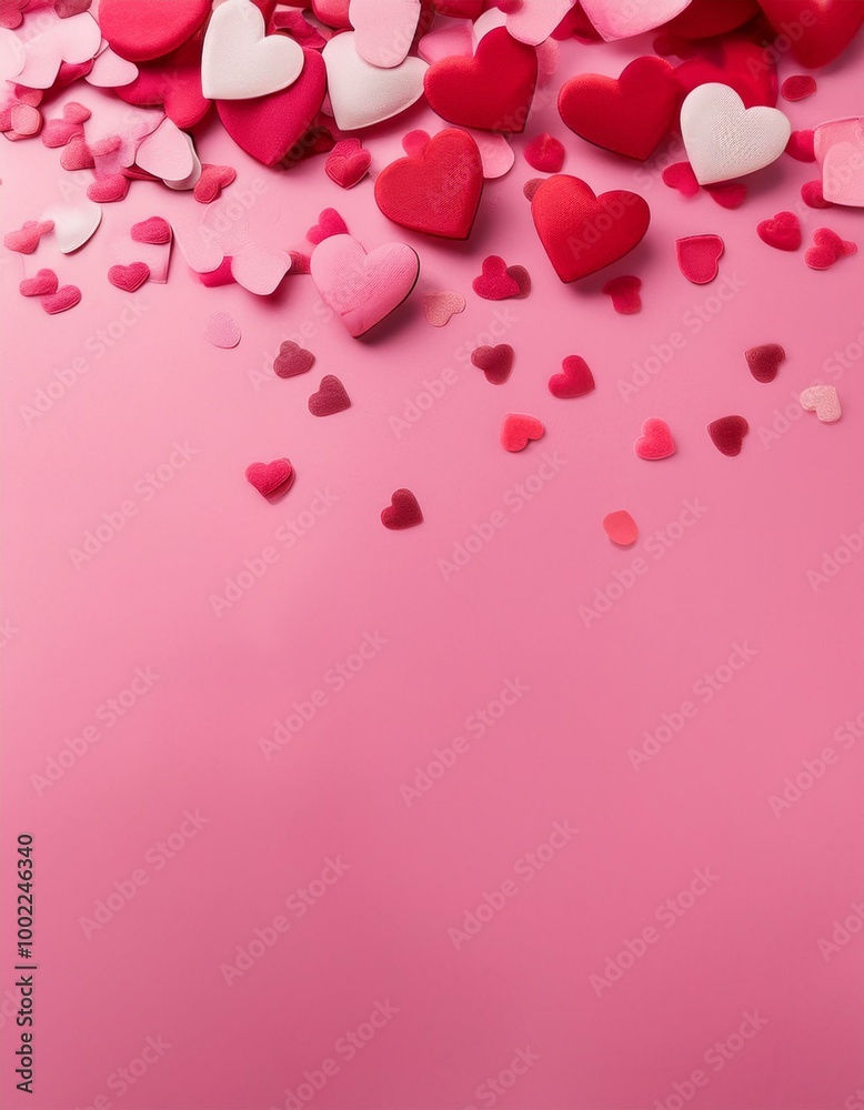 Red and pink hearts on pink Red and pink hearts on pink