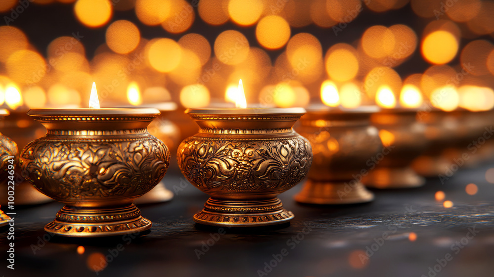 Elegant Display of Candles in Ornate Holders Elegant Display of Candles in Ornate Holders