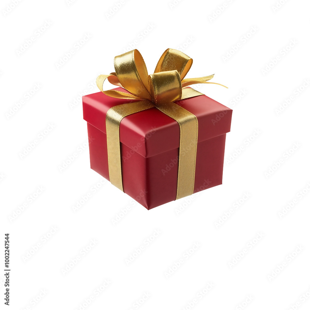 a red gift box with a gold ribbon and bow isolated on white background a red gift box with a gold ribbon and bow isolated on white background