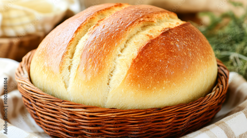 Freshly Baked Loaf of Crispy Bread Closeup Freshly Baked Loaf of Crispy Bread Closeup
