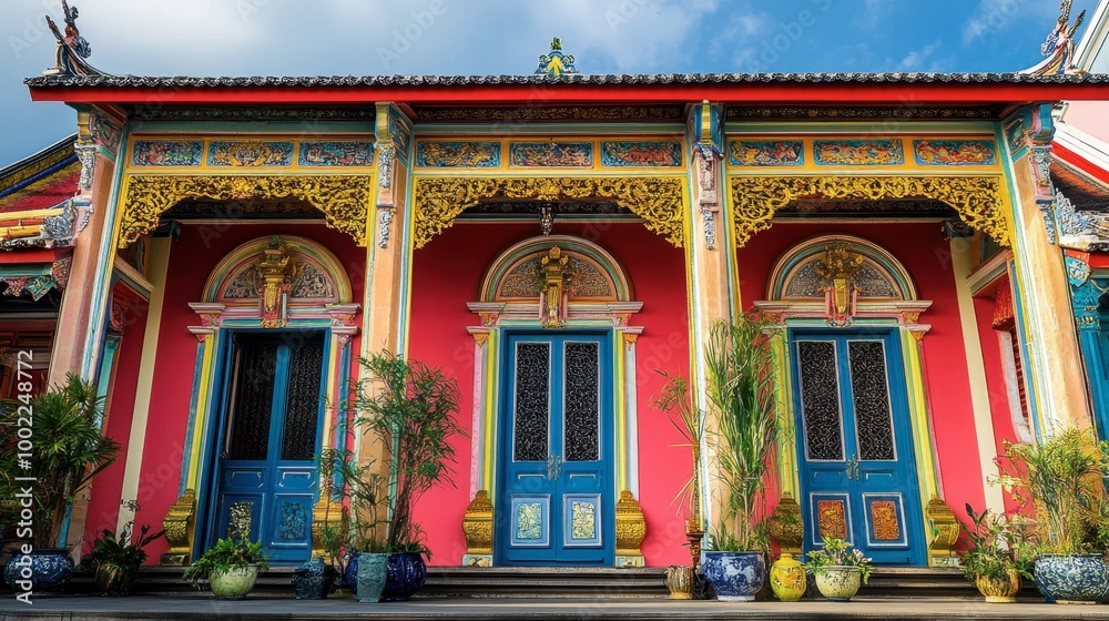 Fototapeta premium The historic and culturally rich Old Town of Phuket, with its colorful Sino-Portuguese architecture.