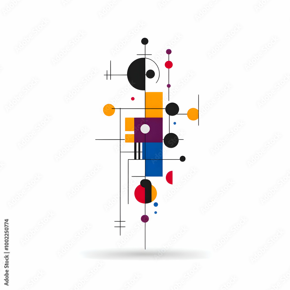 Obraz premium Minimalist Geometric Abstract Art with Bold Shapes and Colors