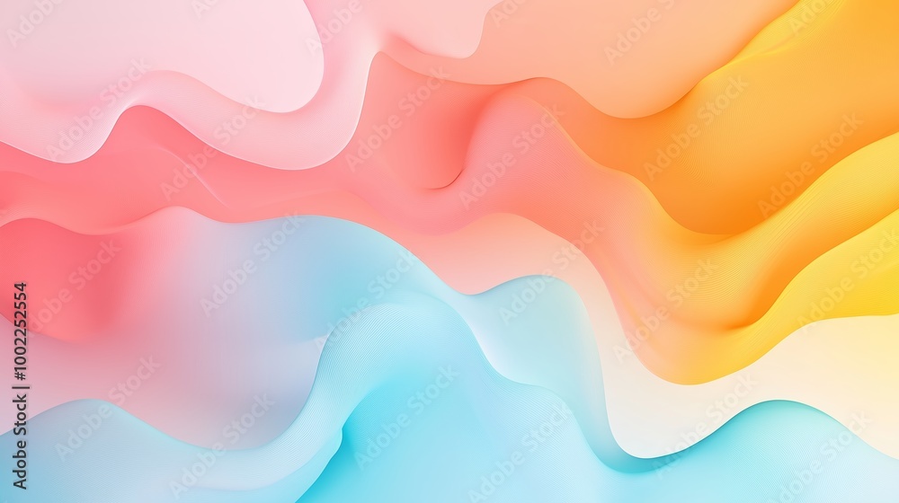 Φωτογραφία Colorful abstract waves blending soft pastel shades of pink, blue, and yellow in