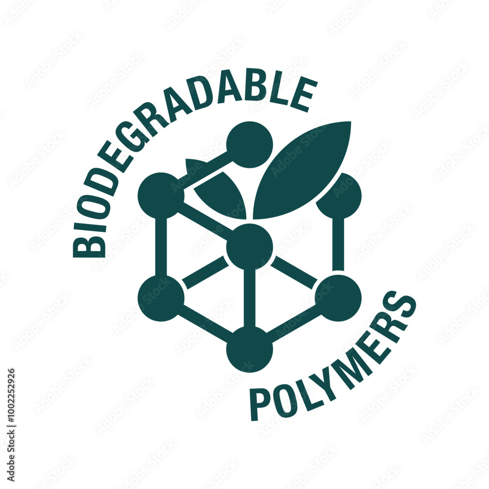 Biodegradable plastic - molecules turns to leaves, flat style Biodegradable plastic - molecules turns to leaves, flat style
