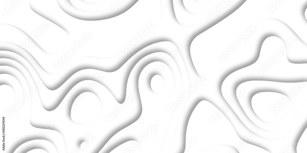 Abstract wavy line 3d paper cut white background with shadows. Abstract realistic papercut decoration textured with wavy layers. Topographic contour lines vector map seamless pattern vector. Abstract wavy line 3d paper cut white background with shadows. Abstract realistic papercut decoration textured with wavy layers. Topographic contour lines vector map seamless pattern vector.