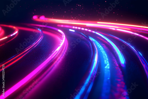 Abstract Background with Neon Glow Lines