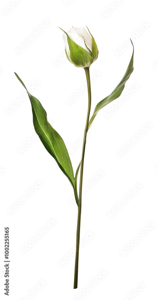 Fototapeta premium White bud flower stem isolated on white background