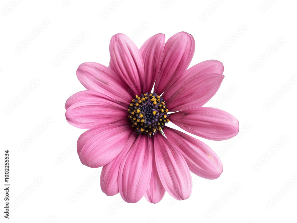 Obraz premium Pink daisy flower head isolated on white background