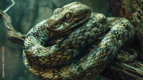 Beautiful and attractive wallpaper of a serpent snake in the jungle.