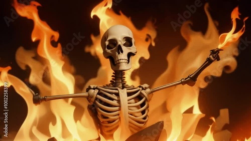 Burned Skeleton on the Flames