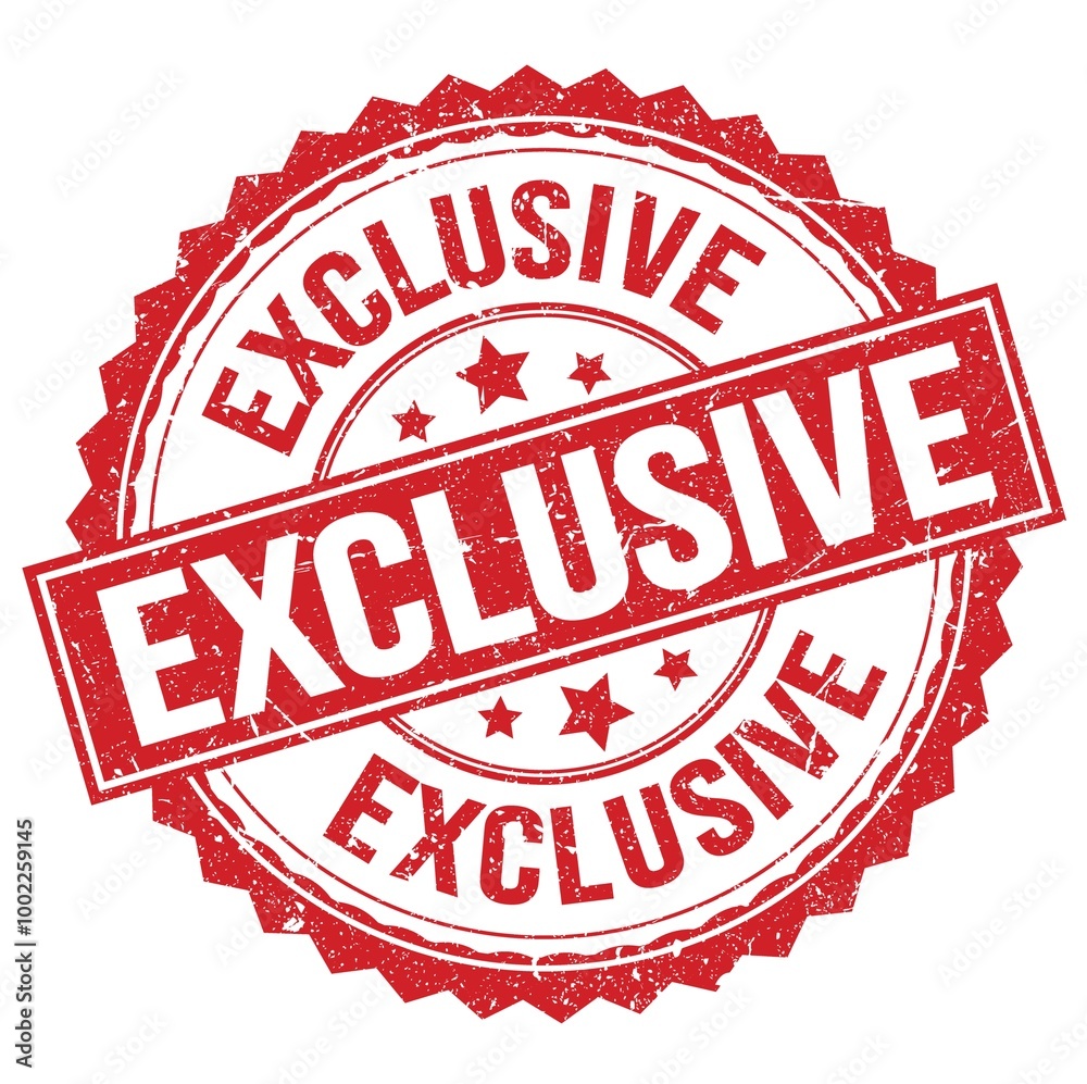 EXCLUSIVE text on red round stamp sign EXCLUSIVE text on red round stamp sign