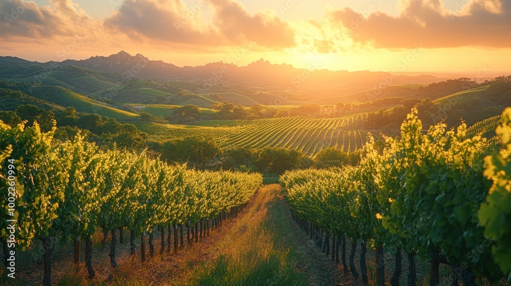 Naklejka premium Vineyard Sunset