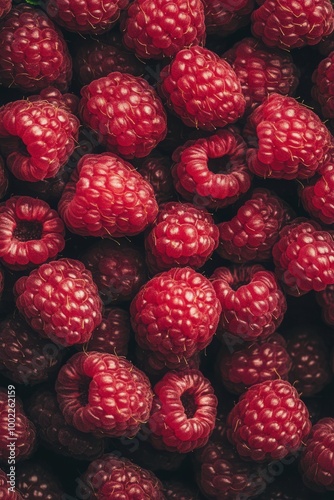 Fresh raspberries with green leaves on a wooden surface during daylight hours