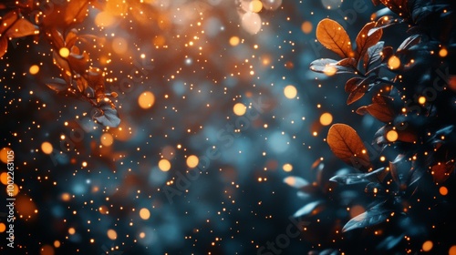 Golden light glimmers through autumn leaves in a tranquil forest path during ...
