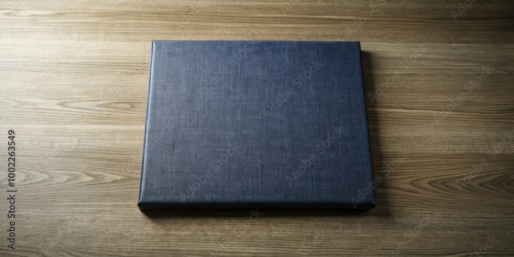 Closed hardcover book with a dark fabric cover. Closed hardcover book with a dark fabric cover.