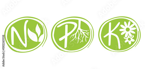 Gardening fertilizer labeling - N, P, K proportion, drawn style
