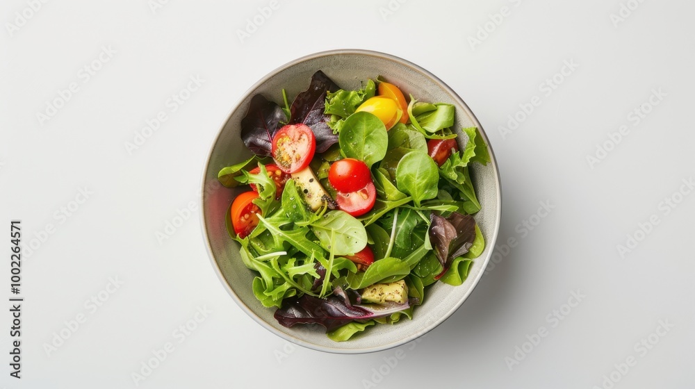 Fresh Healthy Salad in a Bowl from the Top View Fresh Healthy Salad in a Bowl from the Top View