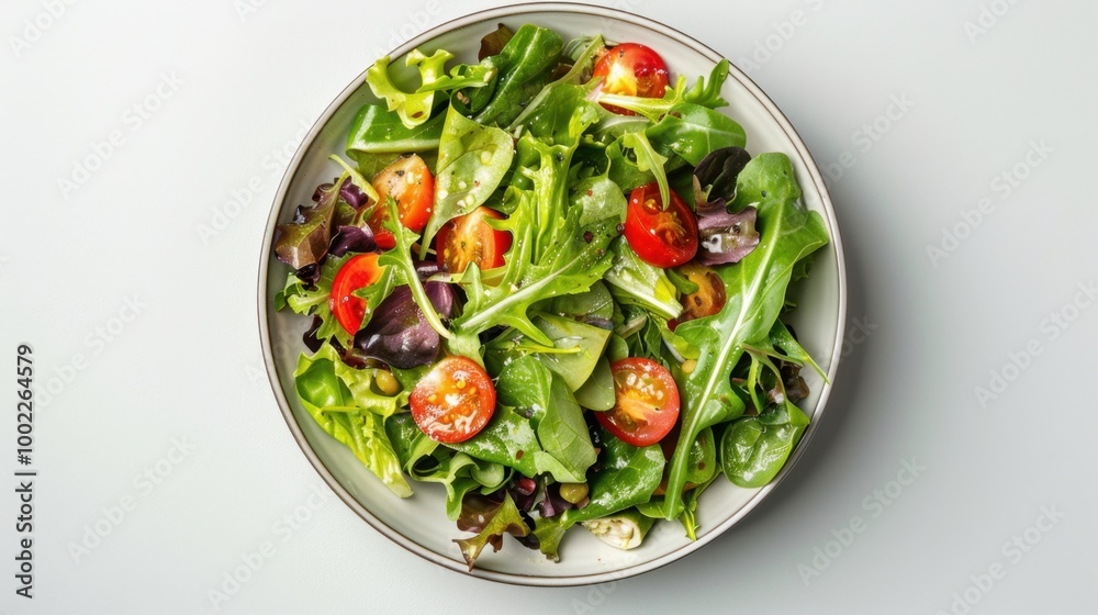 Fresh Healthy Salad in Bowl from Top View Fresh Healthy Salad in Bowl from Top View