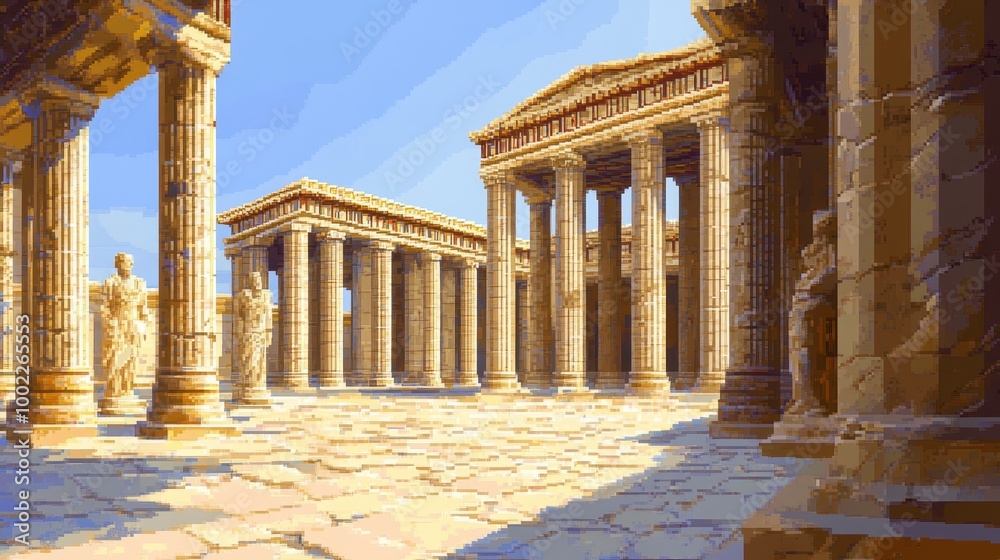 Obraz premium Ancient Greece Pixel Art Scene