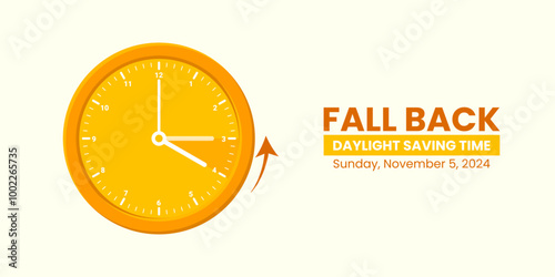 Daylight saving time end. Fall back, set clock back one hour. Minimalist alarm clock design. Vector illustration