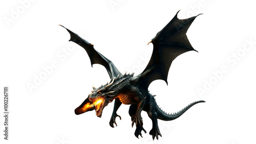 Fierce Dragon Breathing Flame in Dynamic Pose