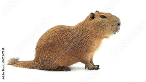 Capybara seating on isolated white background