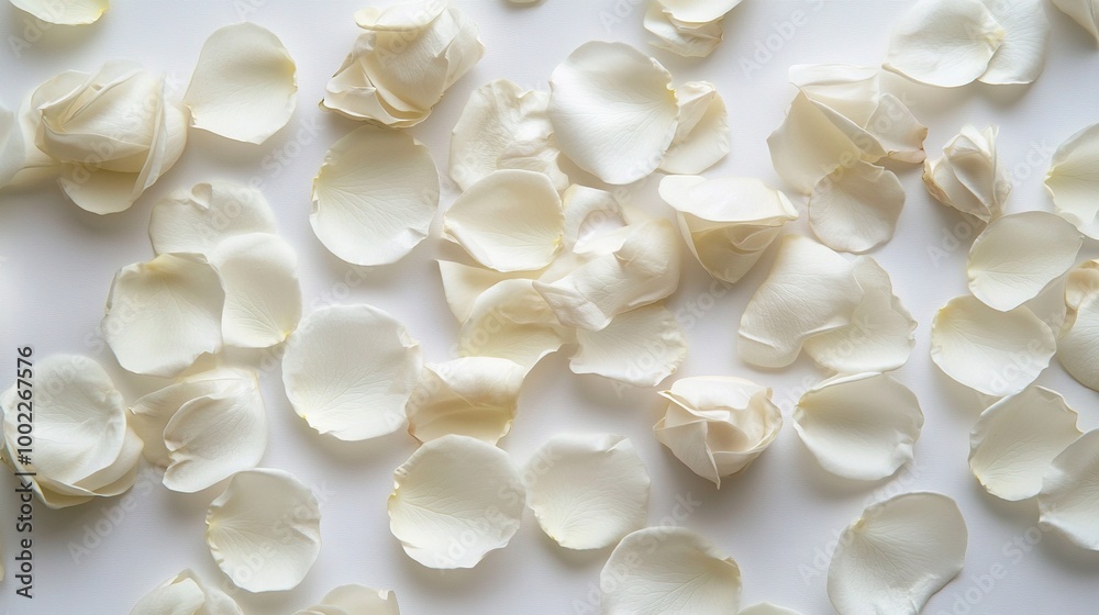 Close-up of white flowers on white surface with single white flower in center surrounded by petals Close-up of white flowers on white surface with single white flower in center surrounded by petals