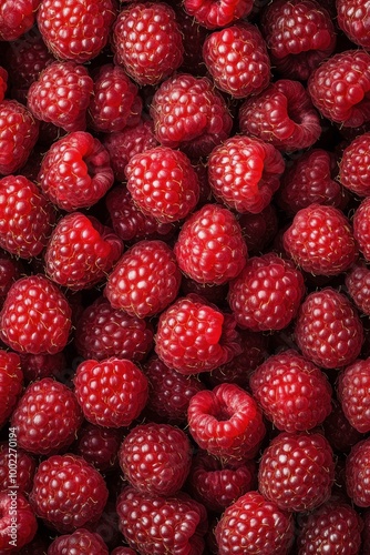 Fresh raspberries with green leaves on a wooden surface during daylight hours