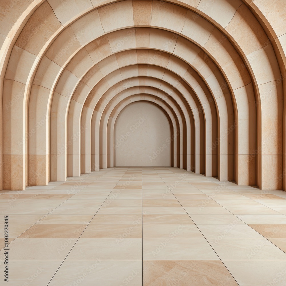 Fototapeta premium Elegant Arched Interior with Smooth Stone Walls